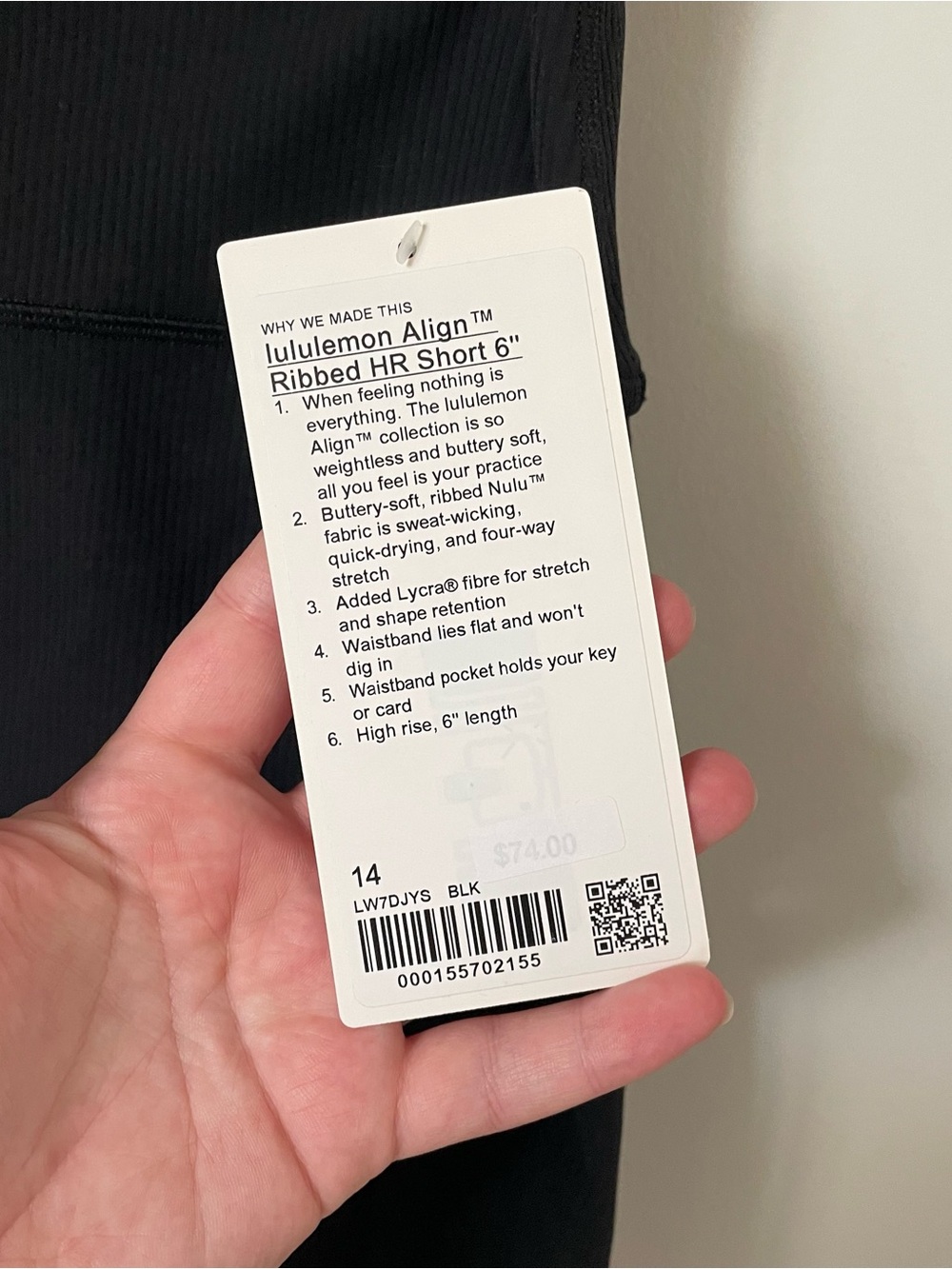Lululemon 2025 Align High-Rise Ribbed Short 6" Black Size 14 NWT - Picture 9 of 10